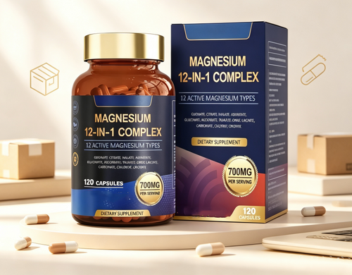 Magnesium Glycinate 12-in-1 Complex 120 capsules bottle and box